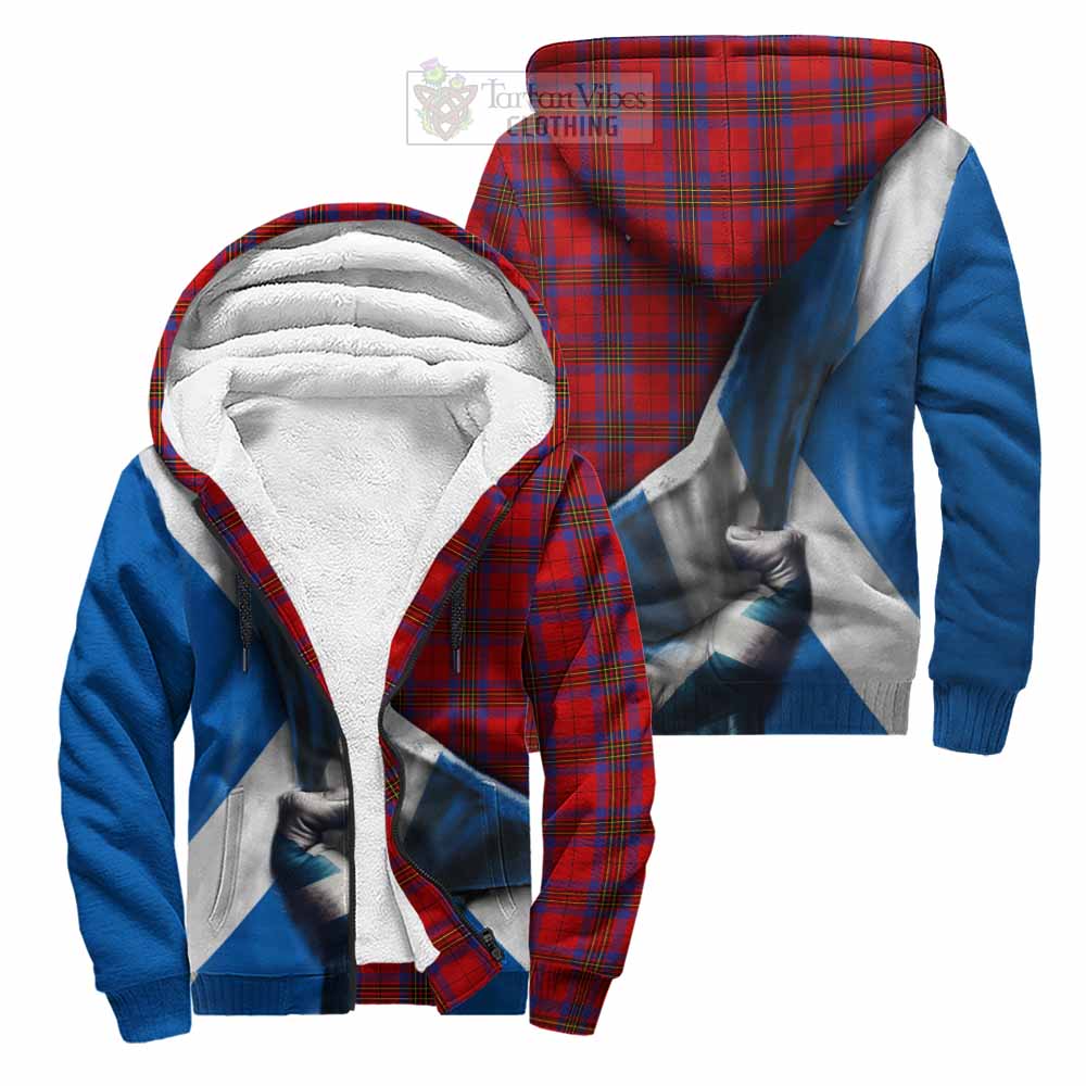 Tartan Vibes Clothing Leslie Tartan Sherpa Hoodie with Family Crest Scotland Patriotic Style