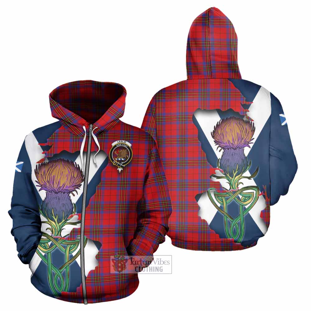 Tartan Vibes Clothing Leslie Tartan Family Crest Hoodie Scottish Thistle Celtic Inspired
