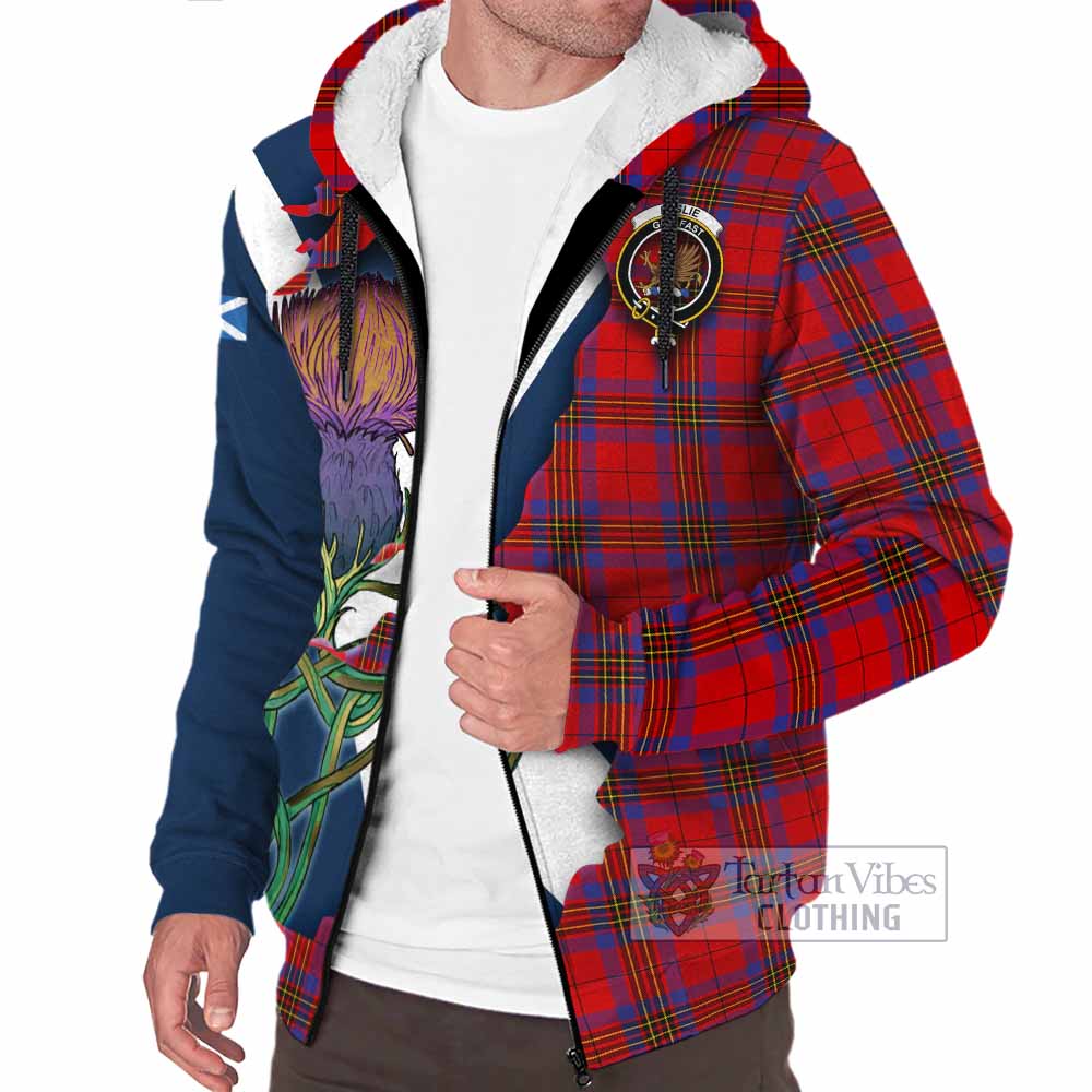 Tartan Vibes Clothing Leslie Tartan Family Crest Sherpa Hoodie Scottish Thistle Celtic Inspired