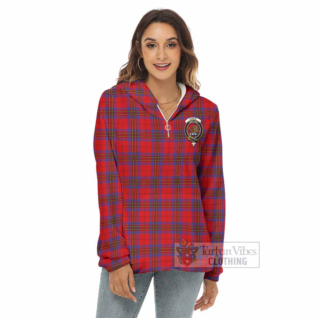 Tartan Vibes Clothing Leslie Tartan Crest Women's Borg  Half Zip Fleece Hoodie