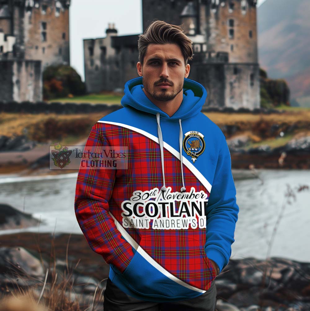 Tartan Vibes Clothing Leslie Family Crest Tartan Cotton Hoodie Celebrate Saint Andrew's Day in Style