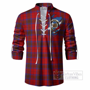 Leslie Clan Crest In Me Tartan Ghillie Shirt Scotland Flag Style