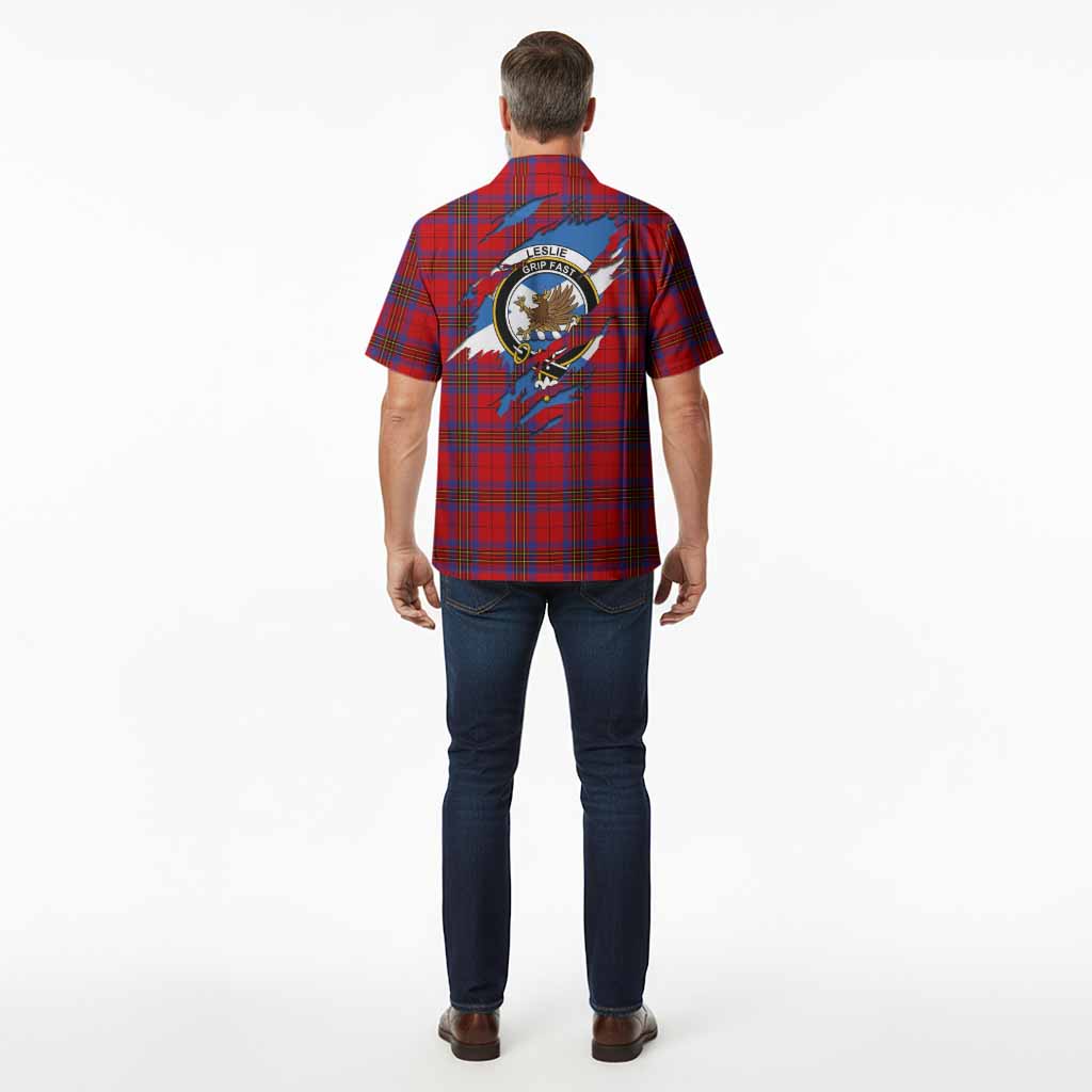 Leslie Clan Crest In Me Tartan Hawaiian Shirt Scotland Flag Style