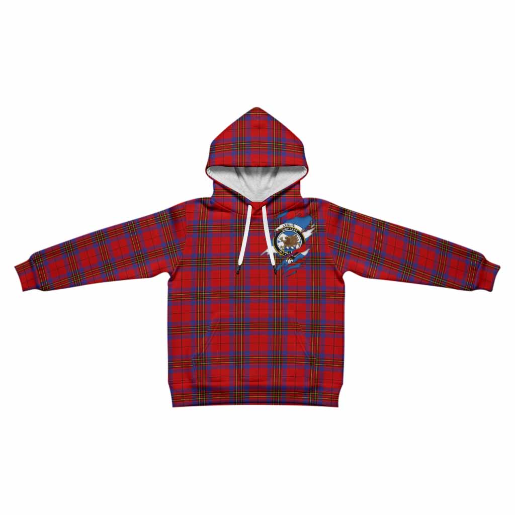 Leslie Clan Crest In Me Tartan Kid Hoodie Scotland Flag Style