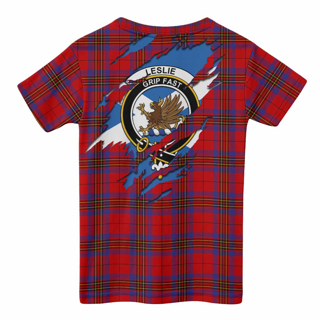 Leslie Clan Crest In Me Tartan Kid T-shirt Scotland Flag Style