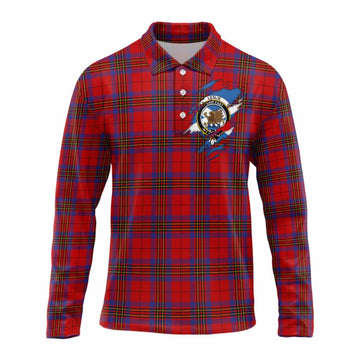 Leslie Clan Crest In Me Tartan Long Sleeve Polo Shirt Scotland Flag Style