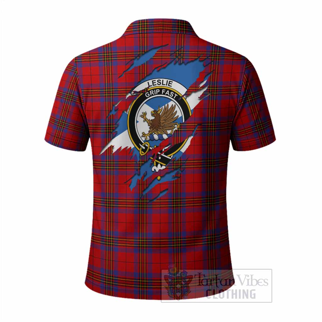 Leslie Clan Crest In Me Tartan Polo Shirt Scotland Flag Style