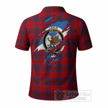 Leslie Clan Crest In Me Tartan Polo Shirt Scotland Flag Style