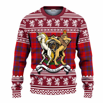 Leslie Clan Tartan Crest Christmas Ugly Sweater Coat of Arms Funny Style