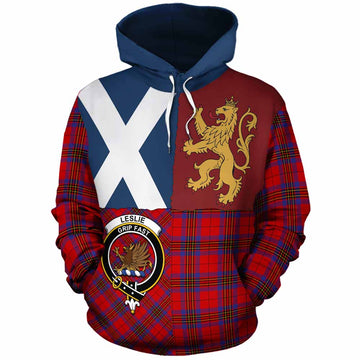Leslie Crest Tartan Cotton Hoodie with Lion Rampant Saltire Style