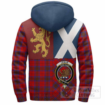 Leslie Crest Tartan Sherpa Hoodie with Lion Rampant Saltire Style