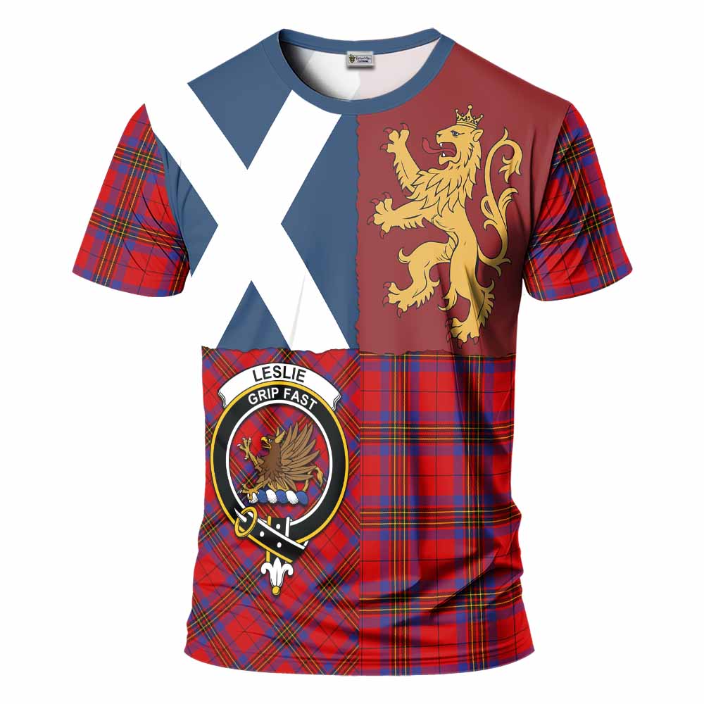 Leslie Crest Tartan T-Shirt with Lion Rampant Saltire Style
