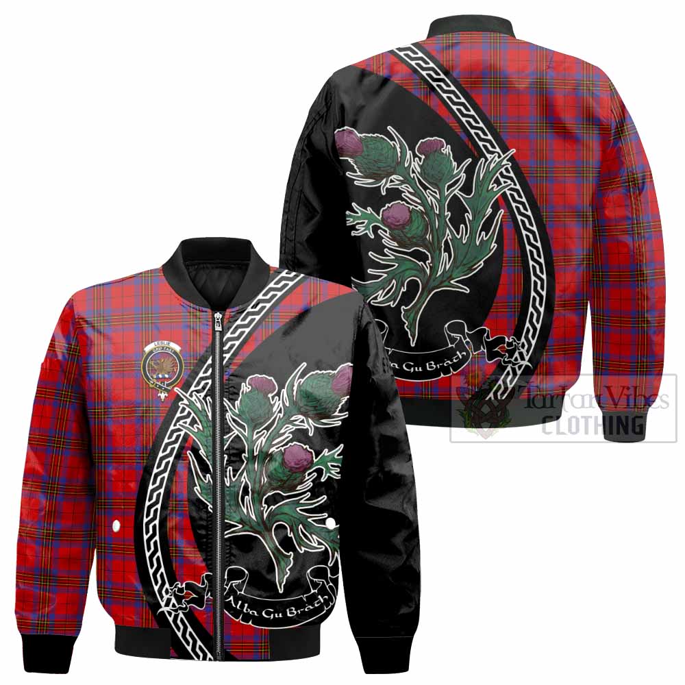Leslie Family Crest Tartan Bomber Jacket Alba Thistle Inspired - Tartan Vibes Clothing