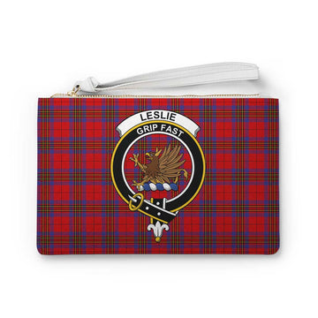 Leslie Family Crest Tartan Clutch Bag