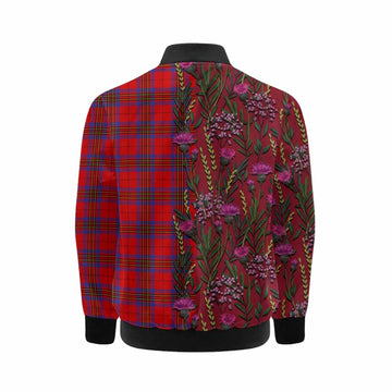 Leslie Family Crest Tartan Kid Bomber Jacket Scottish Thistle Flower Pattern Half Style - Tartan Vibes Clothing