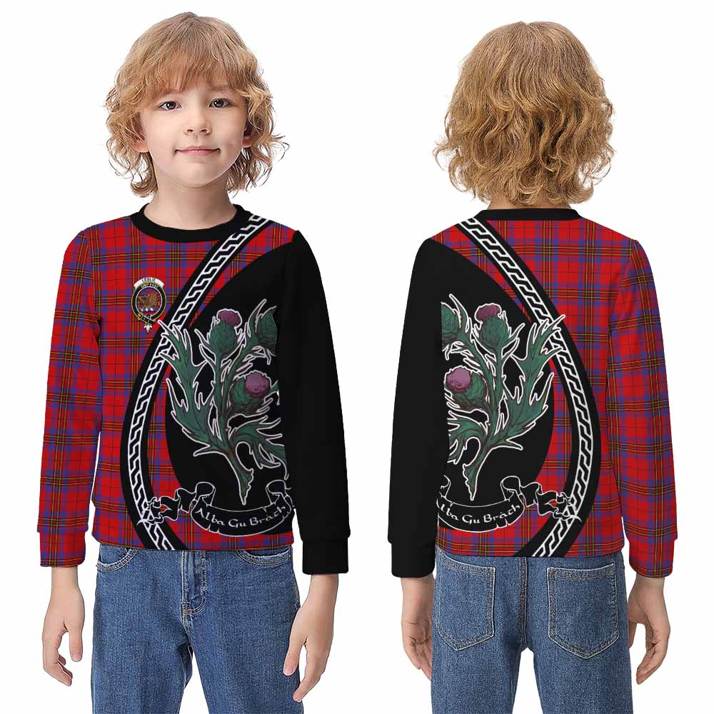 Leslie Family Crest Tartan Kid Knitted Sweatshirt Alba Thistle Inspired - Tartan Vibes Clothing