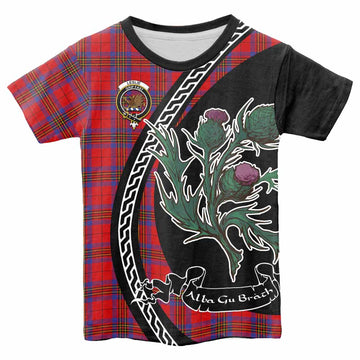 Leslie Family Crest Tartan Kid T-shirt Alba Thistle Inspired