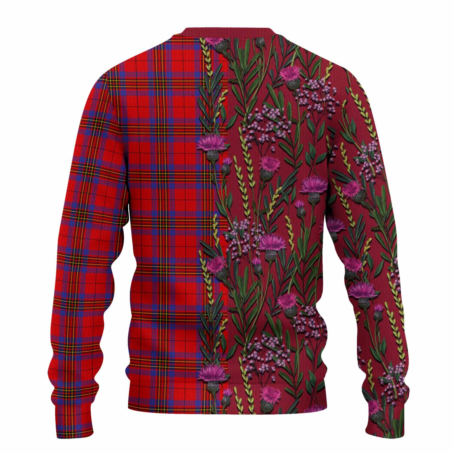 Leslie Family Crest Tartan Knitted Sweater Scottish Thistle Flower Pattern Half Style - Tartan Vibes Clothing