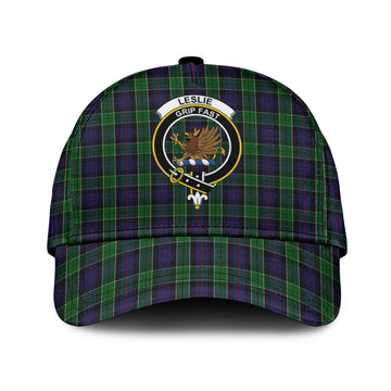 Leslie Hunting Tartan Classic Cap with Family Crest