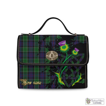 Leslie Hunting Tartan Waterproof Canvas Bag with Scotland Map and Thistle Celtic Accents