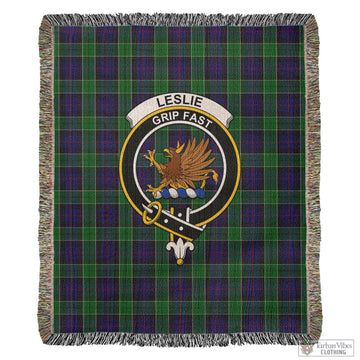 Leslie Hunting Tartan Woven Blanket with Family Crest
