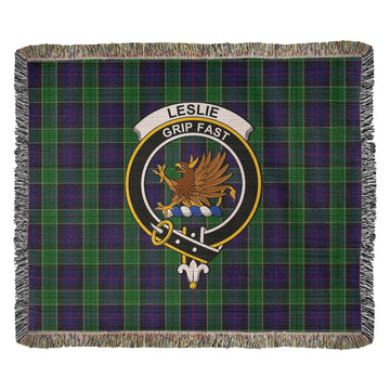 Leslie Hunting Tartan Woven Blanket with Family Crest