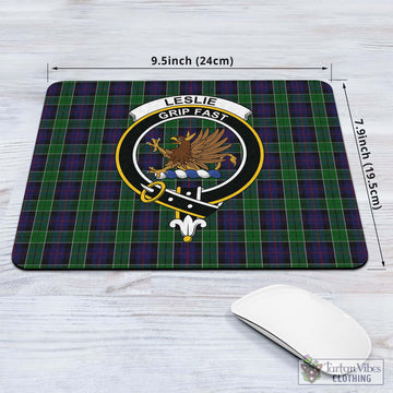 Leslie Hunting Tartan Mouse Pad with Family Crest