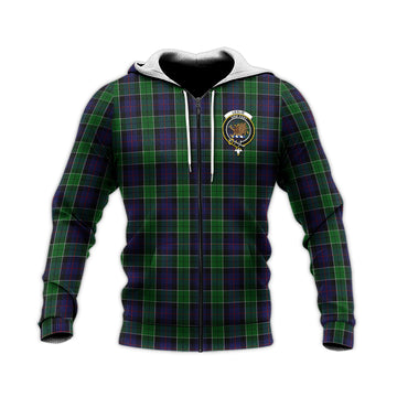 Leslie Hunting Tartan Knitted Hoodie with Family Crest