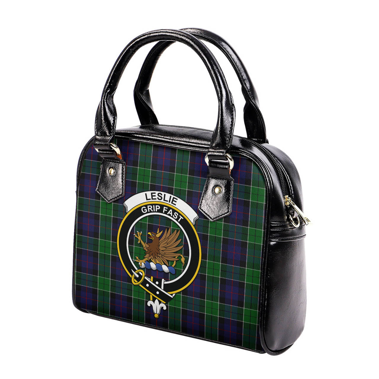 Leslie Hunting Tartan Shoulder Handbags with Family Crest - Tartanvibesclothing