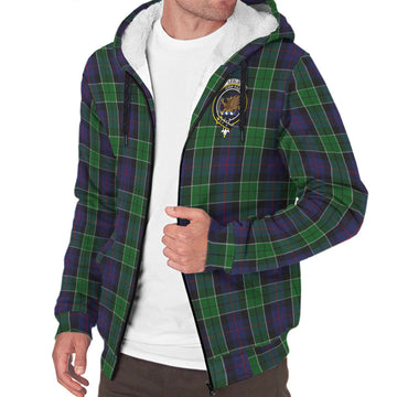 Leslie Hunting Tartan Sherpa Hoodie with Family Crest
