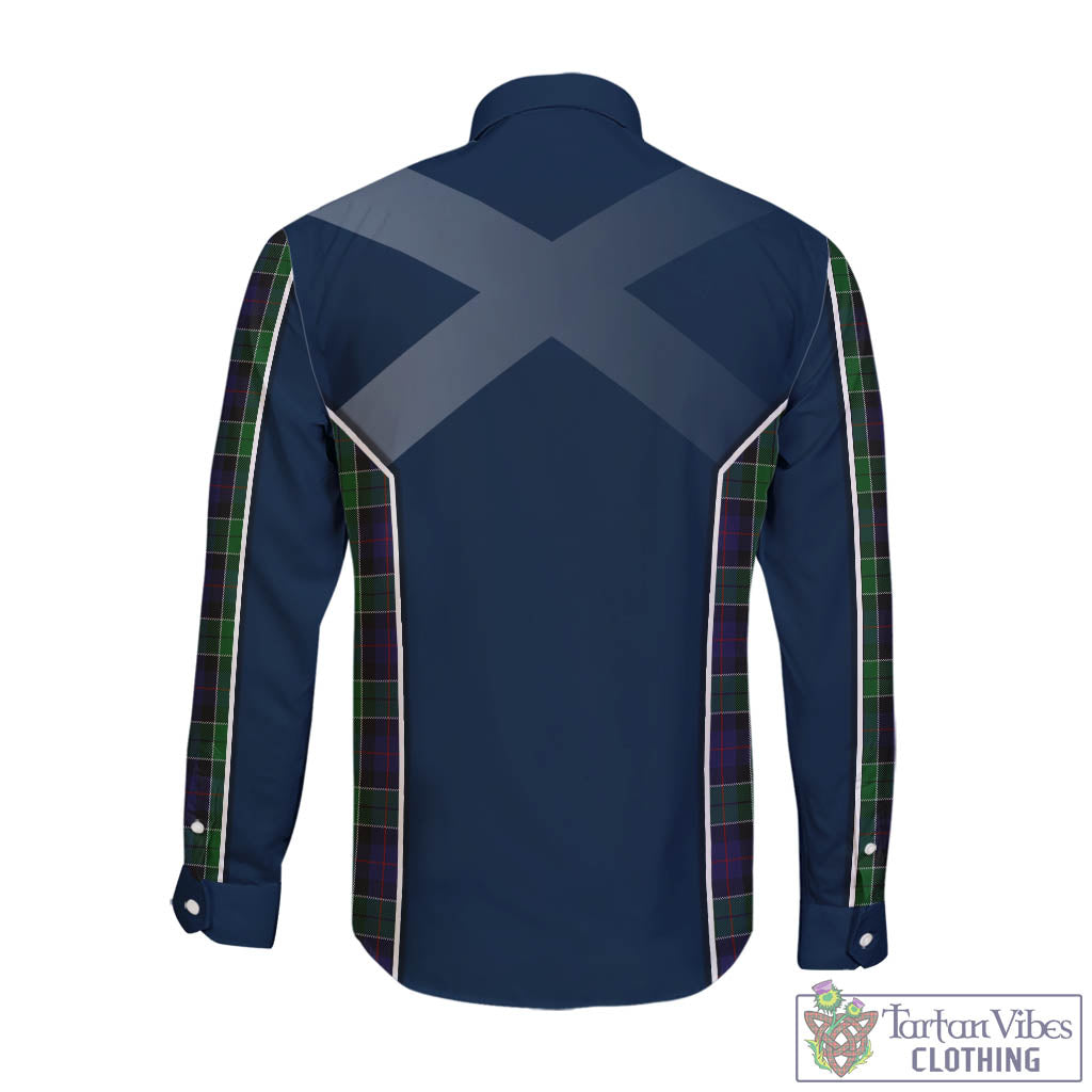 Tartan Vibes Clothing Leslie Hunting Tartan Long Sleeve Button Up Shirt with Family Crest and Scottish Thistle Vibes Sport Style