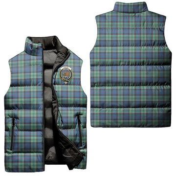 Leslie Hunting Ancient Tartan Sleeveless Puffer Jacket with Family Crest