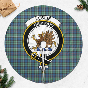 Leslie Hunting Ancient Tartan Christmas Tree Skirt with Family Crest