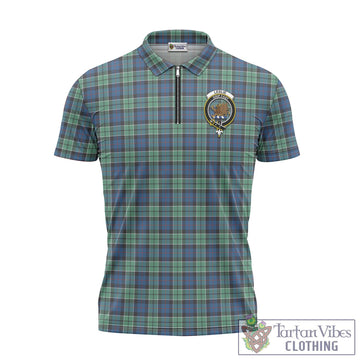 Leslie Hunting Ancient Tartan Zipper Polo Shirt with Family Crest