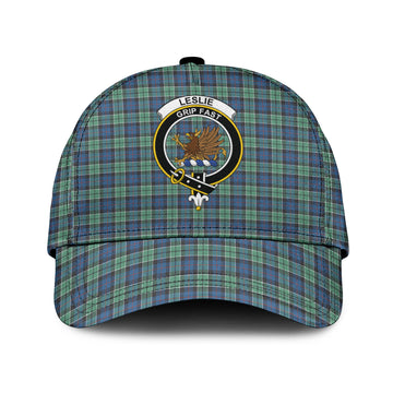 Leslie Hunting Ancient Tartan Classic Cap with Family Crest