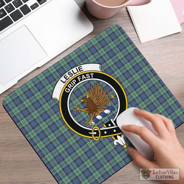Leslie Hunting Ancient Tartan Mouse Pad with Family Crest