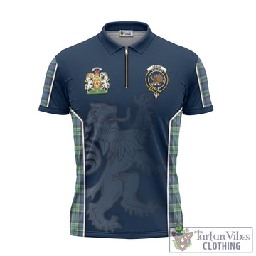 Leslie Hunting Ancient Tartan Zipper Polo Shirt with Family Crest and Lion Rampant Vibes Sport Style