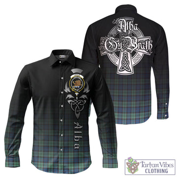 Leslie Hunting Ancient Tartan Long Sleeve Button Up Featuring Alba Gu Brath Family Crest Celtic Inspired