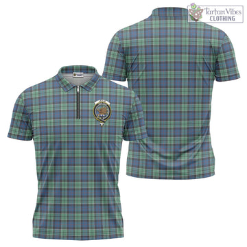 Leslie Hunting Ancient Tartan Zipper Polo Shirt with Family Crest