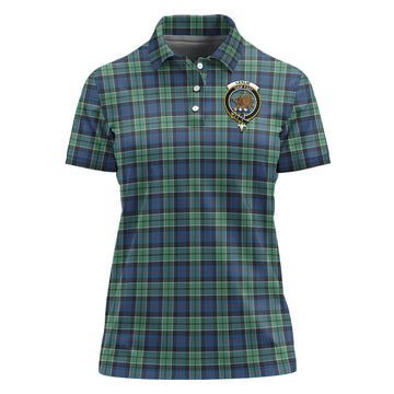 Leslie Hunting Ancient Tartan Polo Shirt with Family Crest For Women