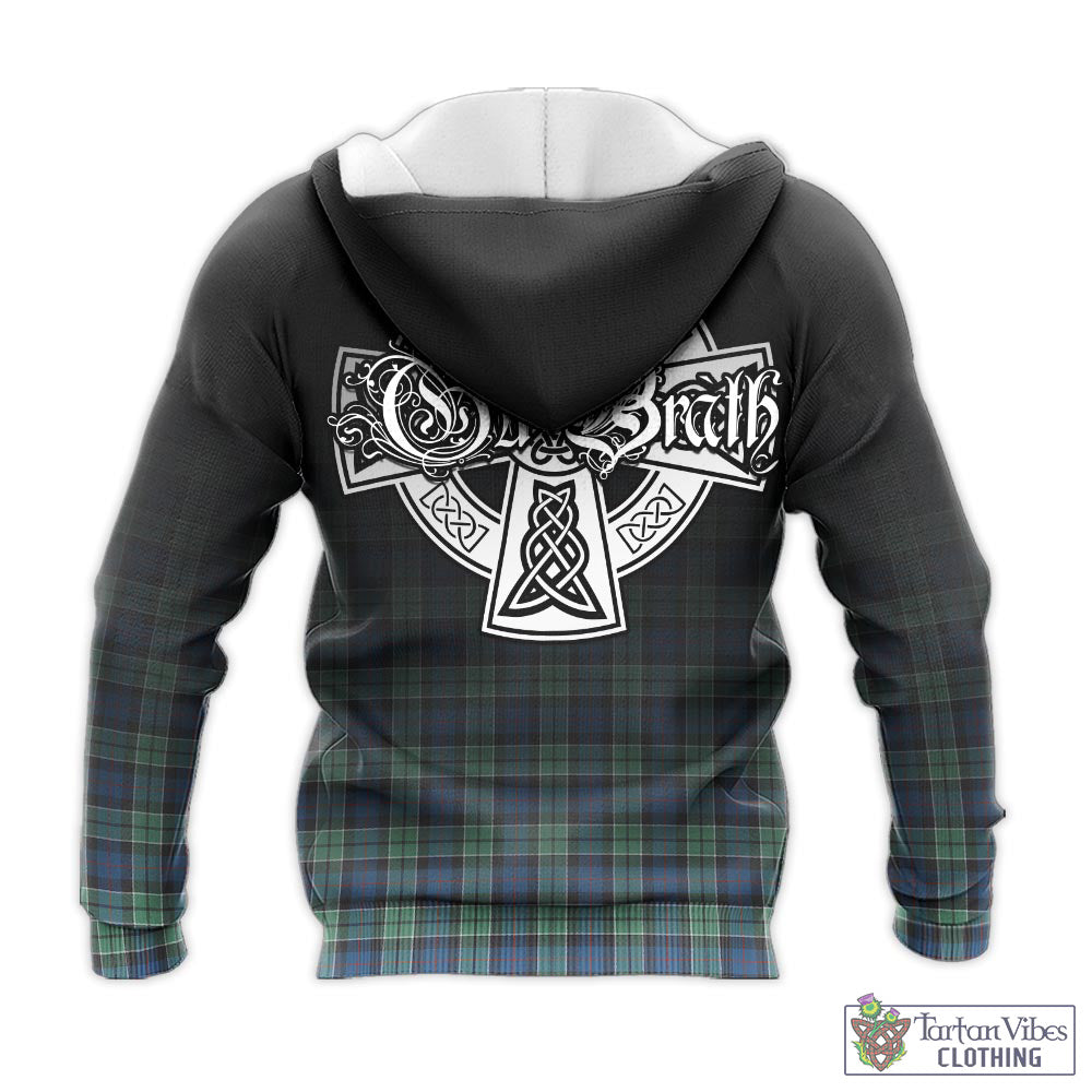 Tartan Vibes Clothing Leslie Hunting Ancient Tartan Knitted Hoodie Featuring Alba Gu Brath Family Crest Celtic Inspired