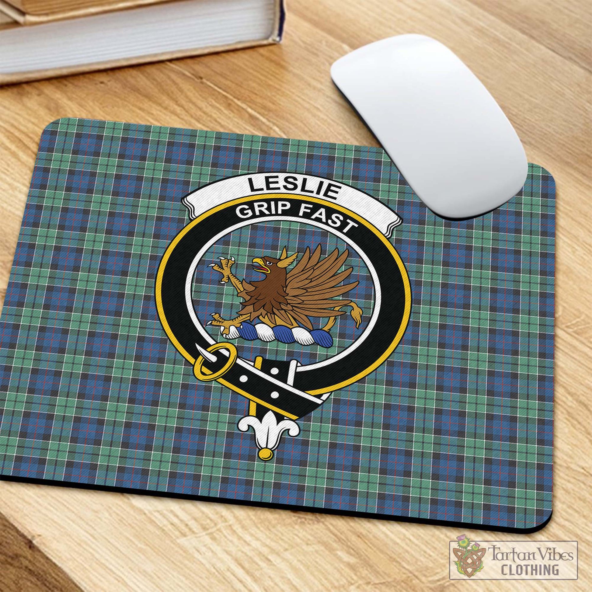 Tartan Vibes Clothing Leslie Hunting Ancient Tartan Mouse Pad with Family Crest