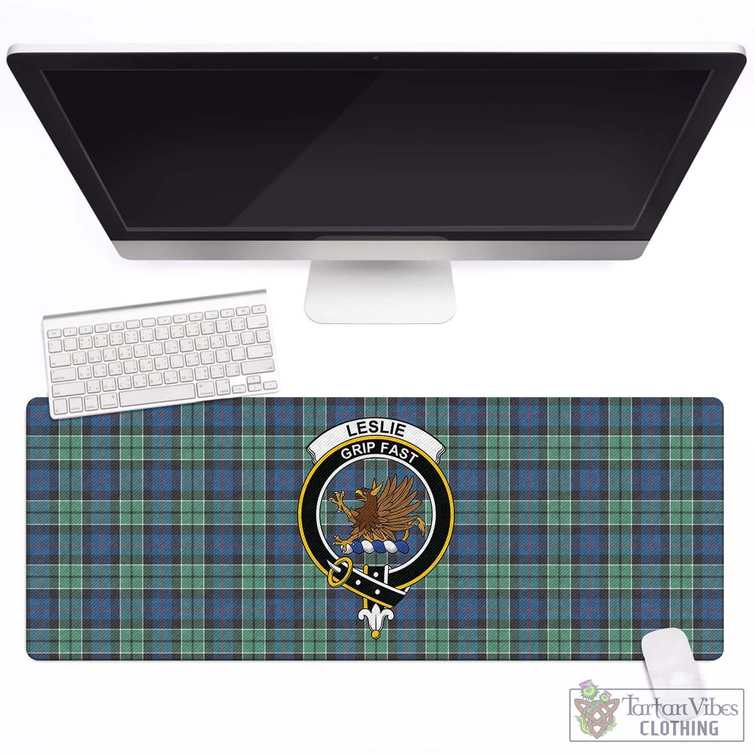Tartan Vibes Clothing Leslie Hunting Ancient Tartan Mouse Pad with Family Crest