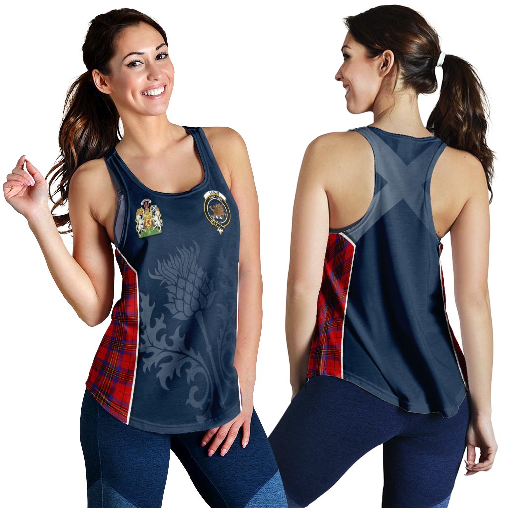 Tartan Vibes Clothing Leslie Modern Tartan Women's Racerback Tanks with Family Crest and Scottish Thistle Vibes Sport Style
