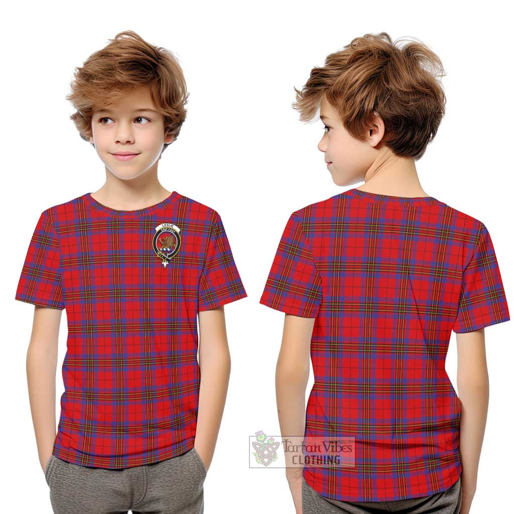 Leslie Tartan Kid T-Shirt with Family Crest Youth XL Size14 - Tartanvibesclothing Shop