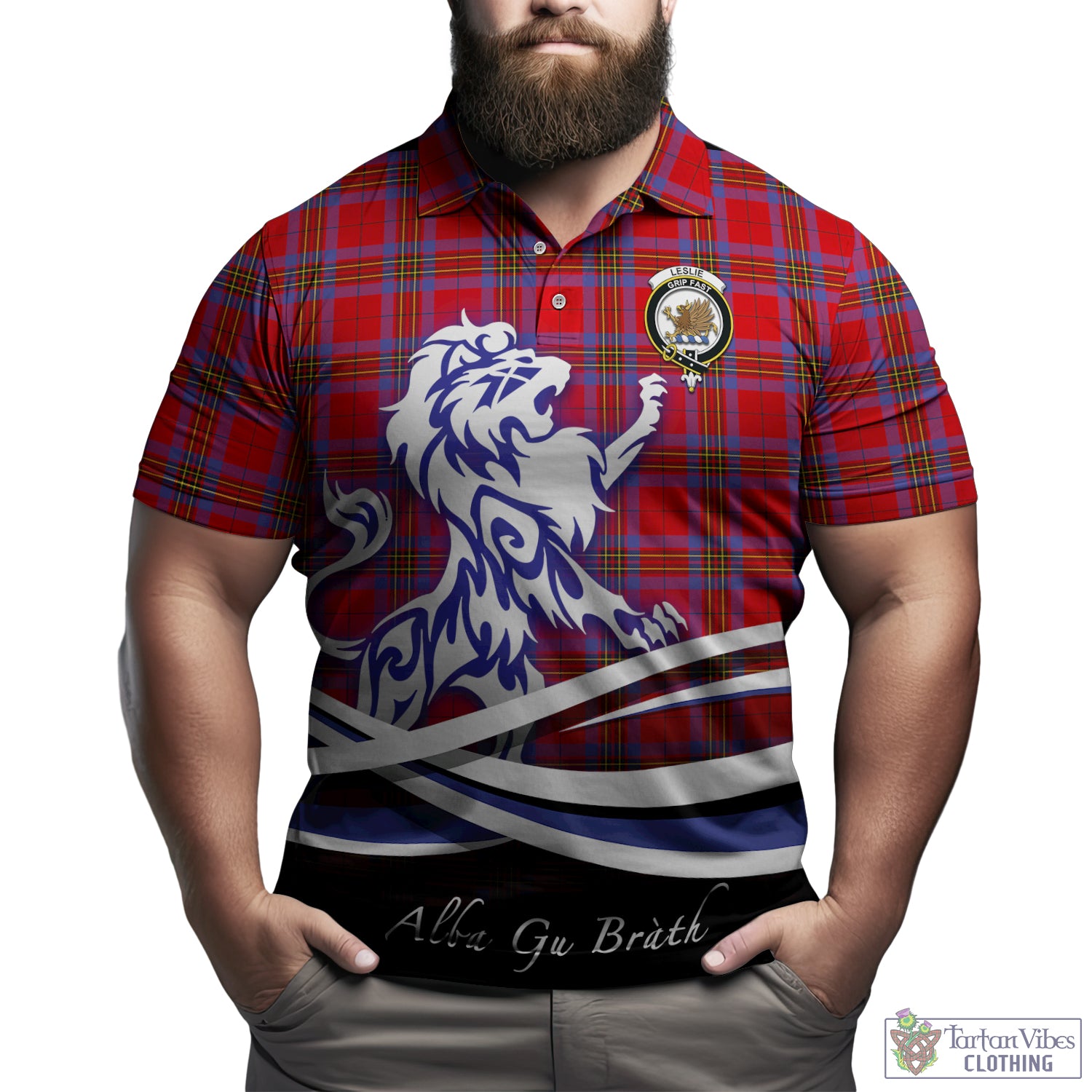 leslie-modern-tartan-polo-shirt-with-alba-gu-brath-regal-lion-emblem
