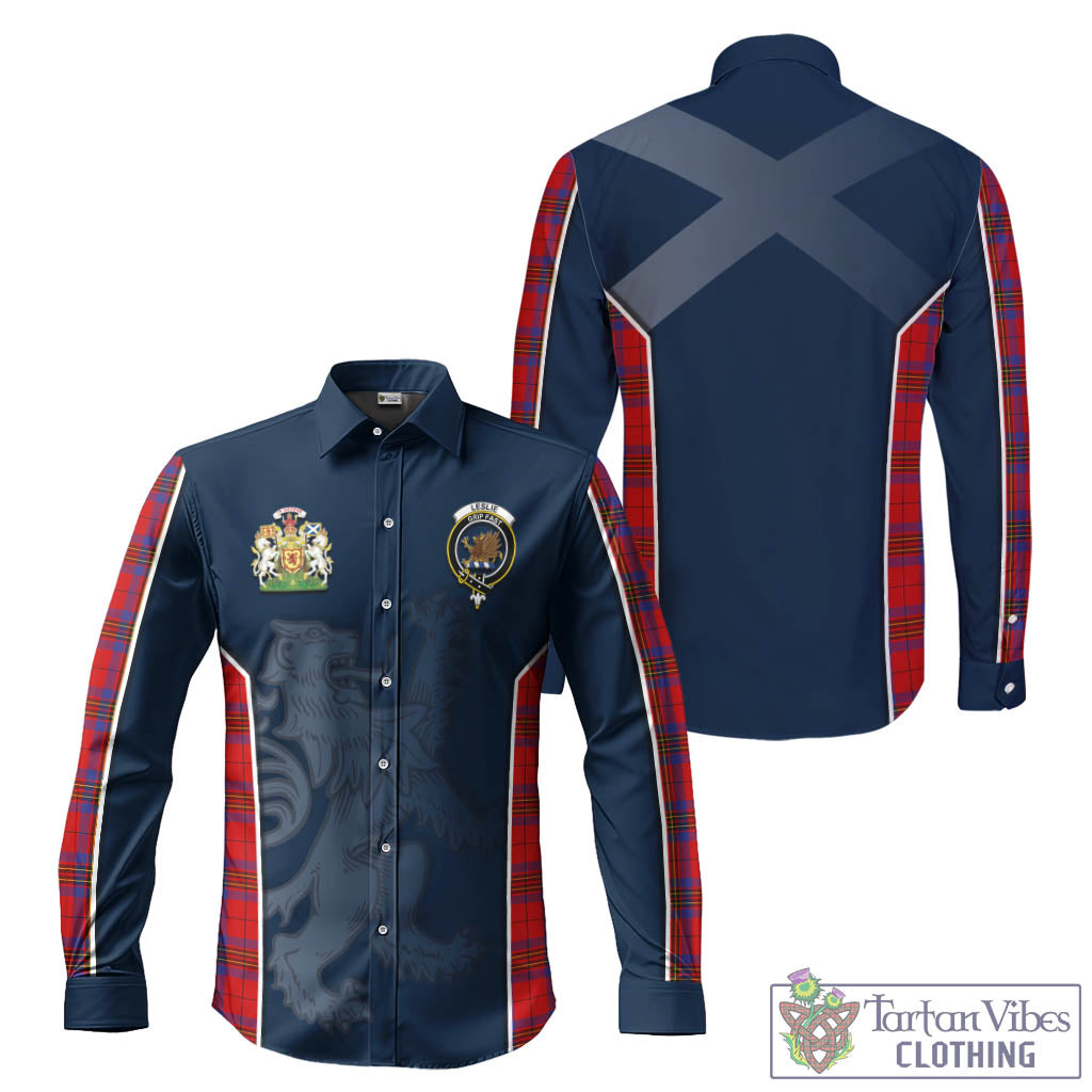 Tartan Vibes Clothing Leslie Modern Tartan Long Sleeve Button Up Shirt with Family Crest and Lion Rampant Vibes Sport Style