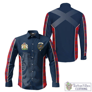 Leslie Tartan Long Sleeve Button Up Shirt with Family Crest and Lion Rampant Vibes Sport Style