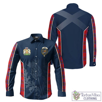 Leslie Tartan Long Sleeve Button Up Shirt with Family Crest and Scottish Thistle Vibes Sport Style