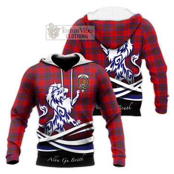 Leslie Tartan Knitted Hoodie with Alba Gu Brath Regal Lion Emblem